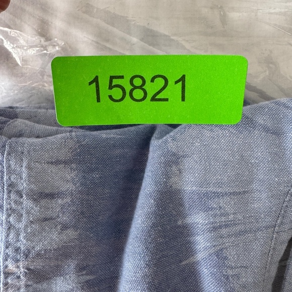 Haggar Men's LINEN Blend Chambray Short Sleeve Button Up Shirt Blue Size X-Large - Picture 13 of 13